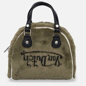 NWT Von Dutch Sage Green mini Furry Bowling Bag